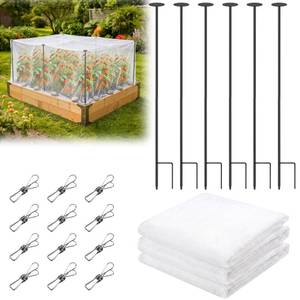 lot 13725 image: SprintGy Garden Netting Support Kit 6 Pack 2.6FT Metal Poles 10FT x 13FT Mesh