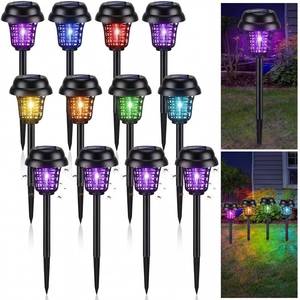 lot 13756 image: Qualirey Solar Mosquito Zapper 12 Pcs Purple and Colorful Light, Black