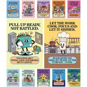 lot 14044 image: Lemosae Classroom Rules Poster Set 12 Pcs 13 x 9 Inch Gen Alpha Slang