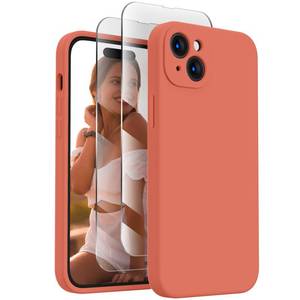 lot 14076 image: FireNova iPhone 15 Silicone Case 6.1 Inch Pink Pomelo with Screen Protectors