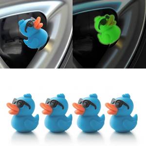 lot 14085 image: I3DIDEA Glow-in-the-Dark Duck Tire Valve Stem Caps 4-Pack Blue