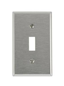 lot 14101 image: Leviton 1-Gang Stainless Steel Toggle Switch Wallplate 84001