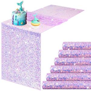 lot 14107 image: Remagr Iridescent Sequin Mermaid Table Runner Purple 12 x 72 In 6 Pack