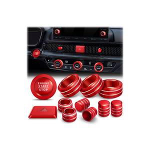 lot 14117 image: Polodunn Interior Knob Cover Set 12PCS Red For Honda Civic CR-V Acura Integra