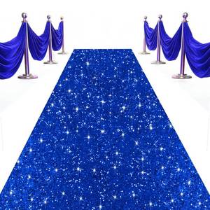 lot 14121 image: OMKSIH Blue Sequin Aisle Runner Rug 24 x 15 FT Wedding Ceremony