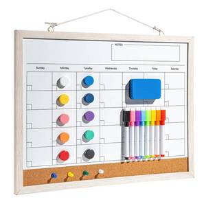 lot 14146 image: Aisuoker Dry Erase Calendar Whiteboard 17 x 13 in Magnetic Planner Cork Board