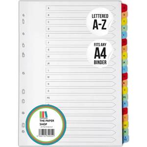 lot 14163 image: The Paper Shop A-Z Binder Dividers A4 150gsm Multipunched 1 Pack