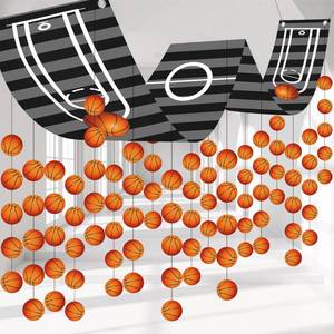 lot 14164 image: Leinuosen Basketball Party Decorations Hanging Banner 144 x 15 Inch