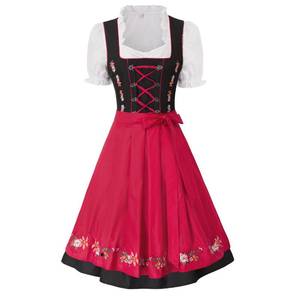 lot 14177 image: JASAMBAC Womens German Dirndl Dress Halloween Costume Size M Red