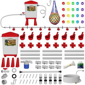 lot 17832 image: QVVCOOP Chicken Watering 3 Gallon Automatic Poultry Waterer 8 Cups 8 Nipples