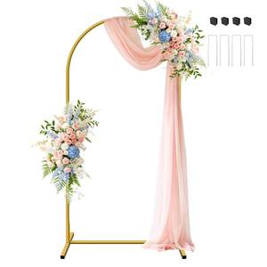 lot 17836 image: YAYOYA Metal Arch Backdrop Stand 6.6 FT Gold