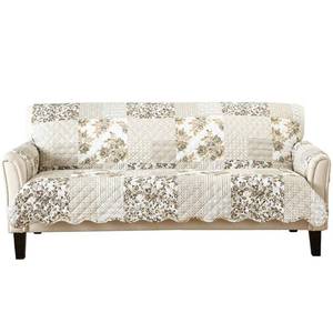 lot 17841 image: Great Bay Home Reversible Patchwork Sofa Cover Washable Slipcover Taupe