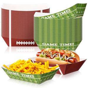 lot 17850 image: Baderke Football Party Food Paper Trays 50 Pcs Brown and Green