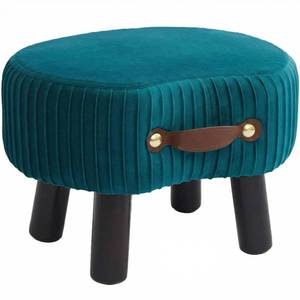 lot 17852 image: Leesingdo Small Velvet Ottoman Footstool with Handle
