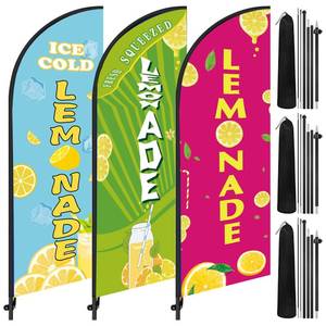 lot 17855 image: Jiytivity Lemonade Feather Flag Pole Kit 3 Pcs 7 Ft Advertising Sign