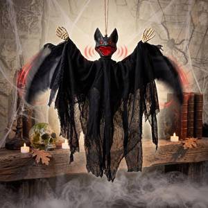 lot 17862 image: Rtteri Animated Hanging Halloween Bat Decor 21.26 x 17.32 in Flapping Wings