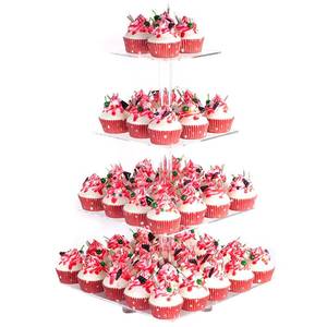 lot 17865 image: YestBuy 4 Tier Acrylic Cupcake Stand, Holds 50 Cupcakes