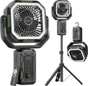 lot 17885 image: OGERY F21 Camping Fan 20000mAh Rechargeable Standing Fan with LED Lantern