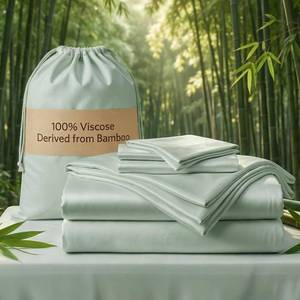 lot 17899 image: TWK Bamboo Viscose 4-Piece Sheet Set Queen Size Sea Glass