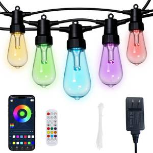 lot 17900 image: Outdoor Smart String Lights 100FT 40 Bulbs ST48 LotusLamp X  Retail $129.99