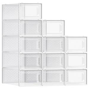 lot 17906 image: SONGMICS Clear Plastic Shoe Storage Boxes 12 Pack