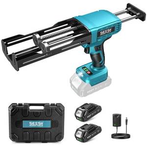 lot 17907 image: SEESII Electric Dual Cartridge Epoxy Gun 400ML (11) with 2 Batteries  Retail $119.99