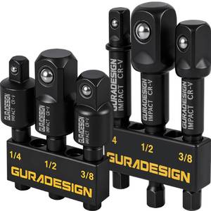 lot 18284 image: GURADESIGN Impact Socket Adapter Set 6-Piece 14 38 12 Drill Adapter