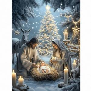 lot 18289 image: Arttoplus Jesus Nativity 5D Diamond Painting Kit for Adults 12x16 Inch