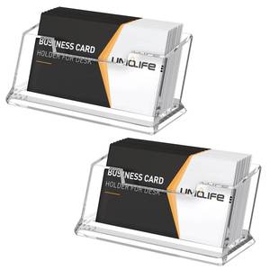 lot 18299 image: Uniclife Acrylic Business Card Holder for Desk, 2 Pack, 60 Card Capacity