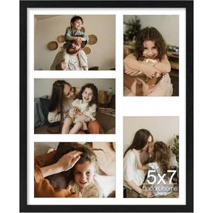 lot 18305 image: decorUhome Black Collage Picture Frame 5-Opening 5x7 Matted Wall Decor