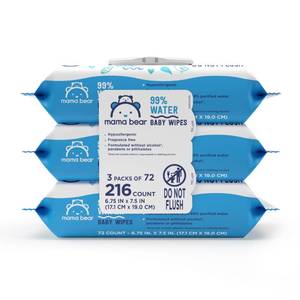 lot 18309 image: Mama Bear Baby Wipes 98% Water Hypoallergenic Fragrance Free 216 Count