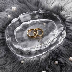 lot 18319 image: NiHome Clear Glass Jewelry Tray Ring Dish Trinket Holder 4.1 x 3.7 in