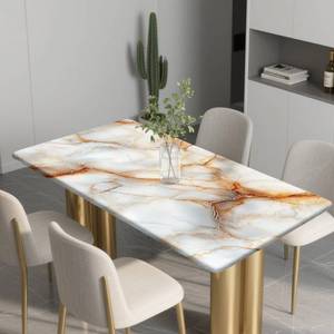 lot 18326 image: Yesad Waterproof Fitted Rectangle Tablecloth with Elastic 30x96 In Marble