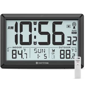 lot 18332 image: DAYTITOR Atomic Wall Clock IndoorOutdoor Temperature 10.5 LCD Display Black