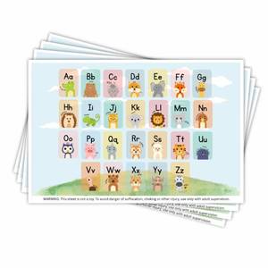 lot 18333 image: Generic Disposable Stick-On Placemats 40 Pack 12 x 18 Animal Alphabet