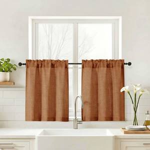 lot 18334 image: Ebesto Kitchen Curtains 24 Inch Length 2 Panels 30W x 24L Terracotta
