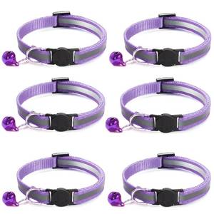 lot 18346 image: Jigichu 6 Pack Reflective Cat Collars with Bell, Breakaway Nylon, 8-12.6 Inch