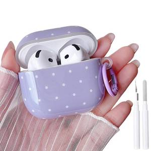 lot 18390 image: MINSCOSE Polka Dot Case for AirPods 54 Light Purple with Cleaning Kit
