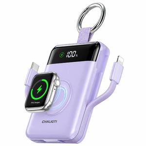 lot 18424 image: CHALIGTI 5000mAh 20W Portable Charger Power Bank 4-in-1 with iWatch Charger