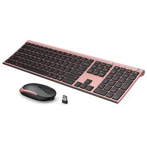 lot 18430 image: VssoPlor Wireless Keyboard and Mouse Combo 2.4GHz Rose Gold