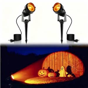 lot 18435 image: L LOHAS LED Orange Halloween Outdoor Spotlight Dusk to Dawn 5W 450LM IP66