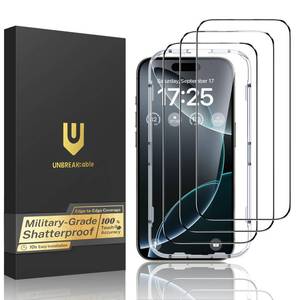 lot 18448 image: UNBREAKcable Tempered Glass Screen Protector for iPhone 16 Pro Max, 3-Pack