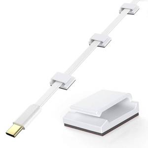 lot 18461 image: AGPTEK Adhesive Cable Clips, 100 Pcs, White, Flat & Round Wire Organizer