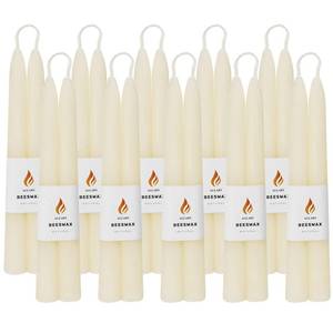 lot 18463 image: AGLARY 20-Pack 8 Cream White Pure Beeswax Taper Candles