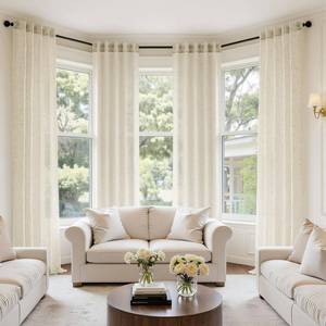 lot 1413 image: MIULEE Linen Blend Back Tab Curtain Panels 4 Pack 42W x 90L Inch