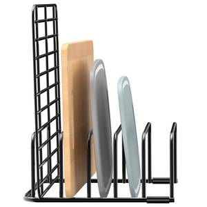 lot 1432 image: Fikoksol Cutting Board Organizer Rack 5 Slot Under Cabinet Baking Sheet Holder