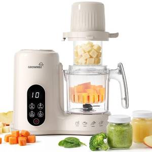 lot 1455 image: Grownsy Baby Food Maker Steamer & Blender with Dual-Layer Steam Basket, Cream