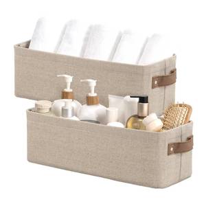 lot 1475 image: StorageWorks Narrow Fabric Storage Baskets 2-Pack, Brown & Beige