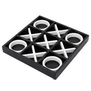 lot 1478 image: FUIN Wooden Tic Tac Toe Board Game Black and White 12 x 12 Inch