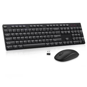 lot 1489 image: EDJO Wireless Keyboard and Mouse Combo Silent Full Size 2.4GHz USB Black